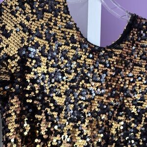 Black and Gold Sequin Top